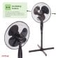 16" Oscillating Black Extendable Free Standing Pedestal Fan