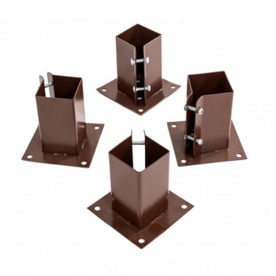 4x Heavy Duty Bolt Down Fence Post Shoe Grip Holder - 100 x 100mm