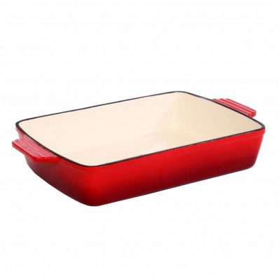 Cast Iron Red Enamel Roasting Pan Casserole Dish