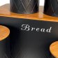 5pc Black Bamboo Lid Kitchen Canister Set Bread Biscuits Tea Sugar Coffee