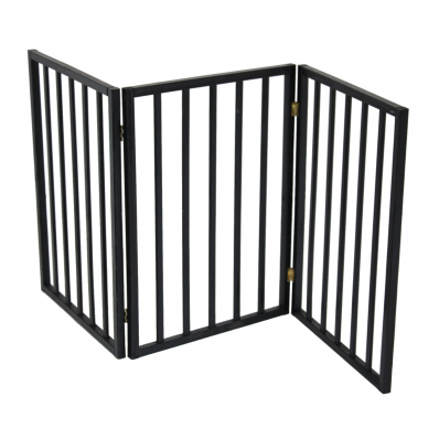 Black Dog Safety Folding Wooden Pet Gate Portable Indoor Barrier