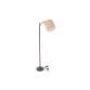 Black Floor Standing Lamp Reading Light & Linen Fabric Lampshade - Includes Bulb