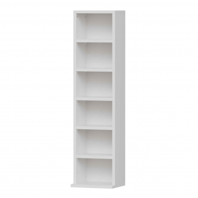 6 Tier White Wooden CD DVD Game Book Shelf Storage Tower Rack - Fits 102 CDs