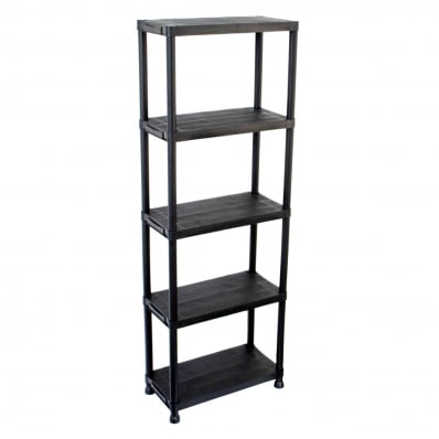 5 Tier Black Plastic Heavy Duty Shelving Racking Storage Unit