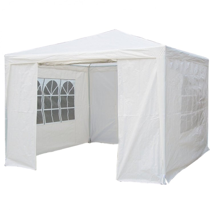 3m x 3m White Waterproof Garden Gazebo Marquee Awning Tent - Click Image to Close