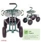 Outdoor Rolling Garden Seat Wheeled Stool w/ Tool Tray & Basket