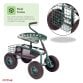 Outdoor Rolling Garden Seat Wheeled Stool w/ Tool Tray & Basket