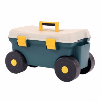 Outdoor Garden Rolling Tool Cart Storage Trolley Seat Box