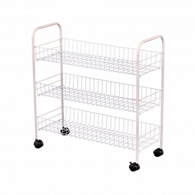 3 Tier Kitchen Storage Organiser Fruit Vegetable Basket Trolley Cart with Wheels