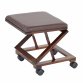 Folding Leather Cushion Padded Footstool Foot Rest