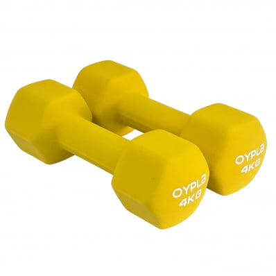 Pair of 4kg Hex Anti Roll Neoprene Non Slip Hand Dumbbells Workout Weights