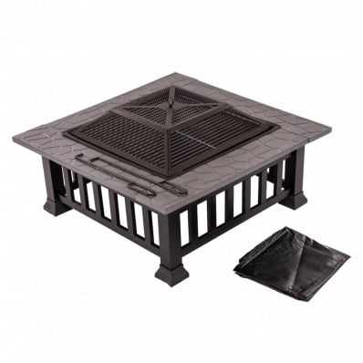 Firepit Table Brazier Outdoor Garden Patio Heater BBQ Barbecue Grill with Cover