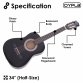 Black 34" Half Size 1/2 6 String Classical Acoustic Guitar