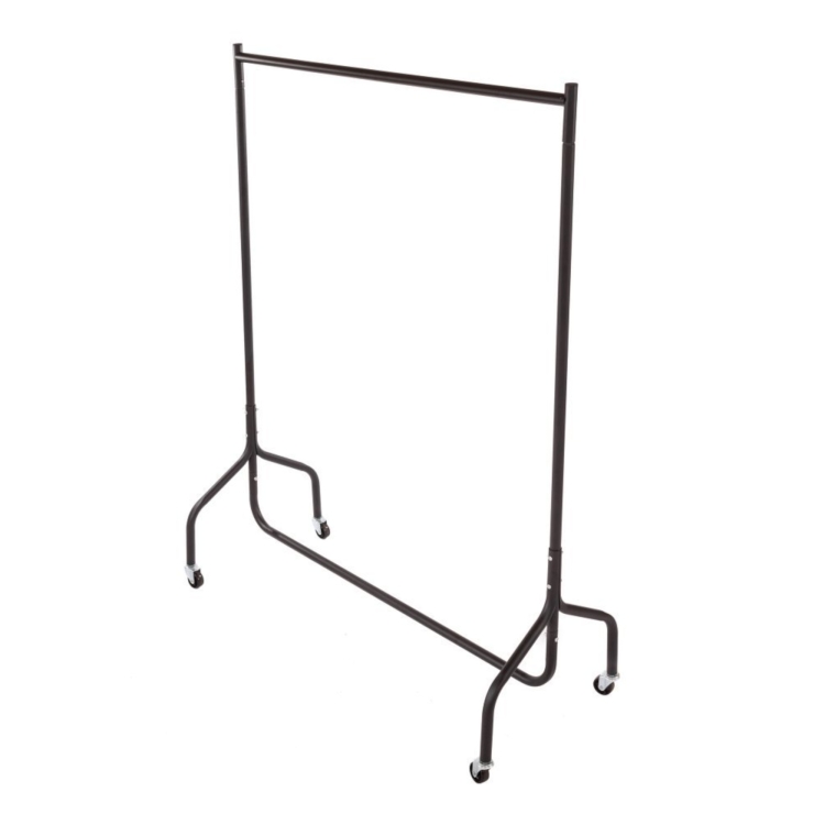 4ft Garment Clothes Rail Super Heavy Duty All Metal Black - Click Image to Close