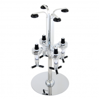 4 Bottle Rotating Spirit Drink Dispenser Stand Bar Shot Measurer