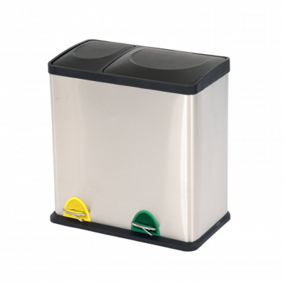 36L Stainless Steel Double Compartment Pedal Kitchen Waste Bin