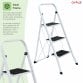 Foldable 3 Step Ladder Stepladder Non Slip Tread Safety Steel