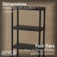 4 Tier Black Plastic Heavy Duty Shelving Racking Storage Unit