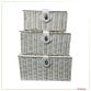 Set of 3 White Resin Woven Wicker Style Baskets Hampers Storage Boxes