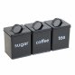 5pc Black Kitchen Canister Set Bread Biscuits Tea Sugar Coffee