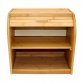 Double Layer Roll Top Bamboo Wooden Bread Bin Kitchen Storage