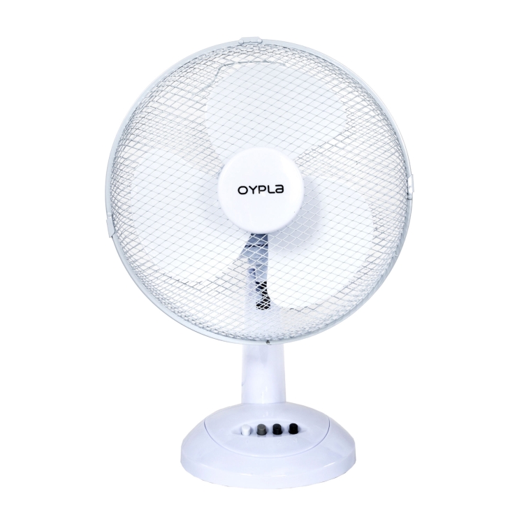 12" Oscillating White Desk Top Fan - Click Image to Close