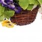 Artificial Hanging Wicker Basket with Multicoloured Pansy Flowers