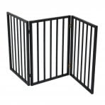 Black Dog Safety Folding Wooden Pet Gate Portable Indoor Barrier