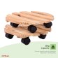 Set of 2 30cm Wooden Plant Flower Pot Mobile Mover Trolley Stands
