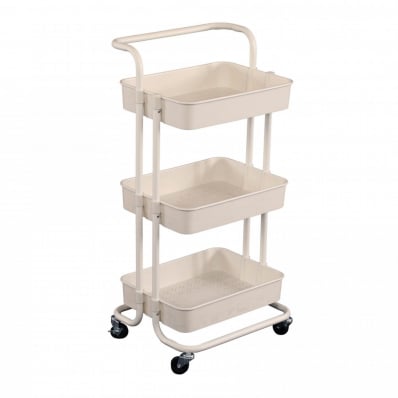 3 Tier White Household Kitchen Bathroom Storage Trolley Cart Shelf