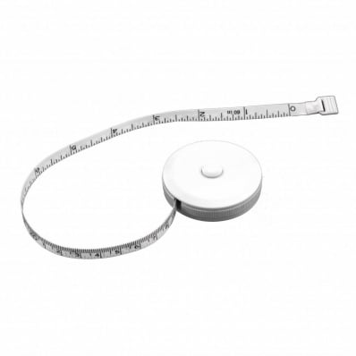 White 1.5m/60" Round Fabric Tape Measure with Plastic Case