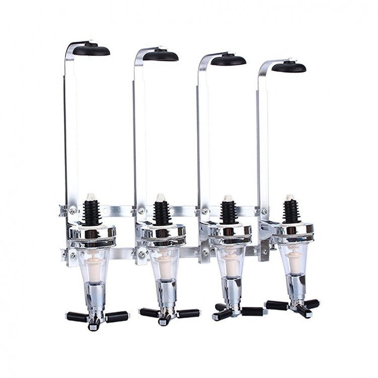 4 Bottle Wall Mounted Spirit Drink Dispenser Bar Shot Measurer - Click Image to Close