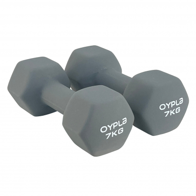 Pair of 7kg Hex Anti Roll Neoprene Non Slip Hand Dumbbells Workout Weights