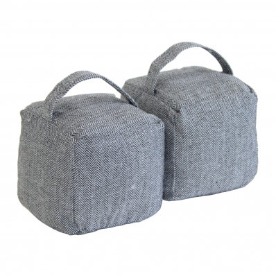 Pack of 2 Fabric Heavy Weighted Cube Door Stops Stoppers w/ Handle