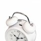 White 4" Classic Retro Twin Bell Battery Powered Alarm Clock with Backlight