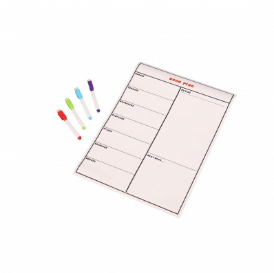 A3 Magnetic Meal Planner Kitchen Fridge Calendar Drywipe Whiteboard with 4 Pens
