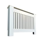 Medium White Wooden Slatted Grill Radiator Cover MDF Cabinet
