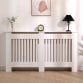 Large White Wooden Slatted Grill Radiator Cover MDF Cabinet