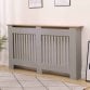 Large​ Grey Wooden Slatted Grill Radiator Cover MDF Cabinet