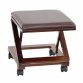 Folding Leather Cushion Padded Footstool Foot Rest