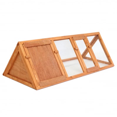 Wooden Outdoor Triangle Rabbit Guinea Pig Pet Hutch Run Cage