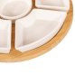 Rotating Bamboo Lazy Susan Snack Bowl Serving Platter with Ceramic Dishes