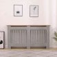 Large​ Grey Wooden Slatted Grill Radiator Cover MDF Cabinet