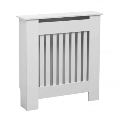 Small White Wooden Slatted Grill Radiator Cover MDF Cabinet