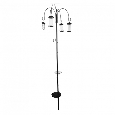 Wild Bird Decorative Feeding Station with 4 Feeders, Tray & Bath