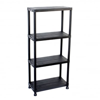 4 Tier Black Plastic Heavy Duty Shelving Racking Storage Unit