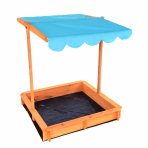 Childrens Wooden Garden Sand Pit with Adjustable Canopy