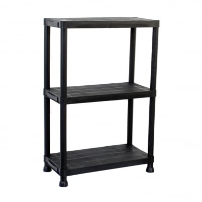 3 Tier Black Plastic Heavy Duty Shelving Racking Storage Unit