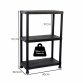 3 Tier Black Plastic Heavy Duty Shelving Racking Storage Unit