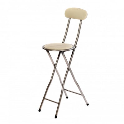 White Padded Folding High Chair Breakfast Kitchen Bar Stool Seat